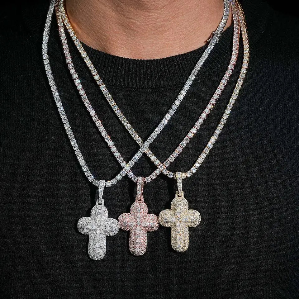 Marquise Stone Iced Out VVS Moissanite Cross Pendant