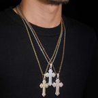 Iced Out VVS Moissanite Diamond Cross Pendant  925 Silver