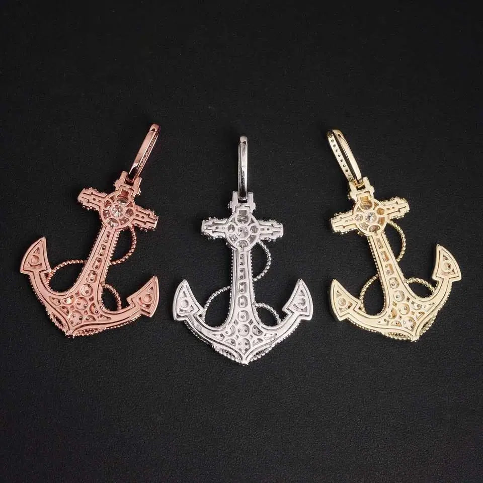 925 Silver Anchor VVS Moissanite Pendant