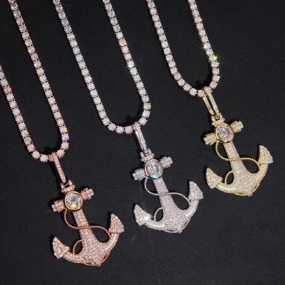 925 Silver Anchor VVS Moissanite Pendant