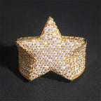 GL Star Design Iced Out Moissanite Diamond Ring
