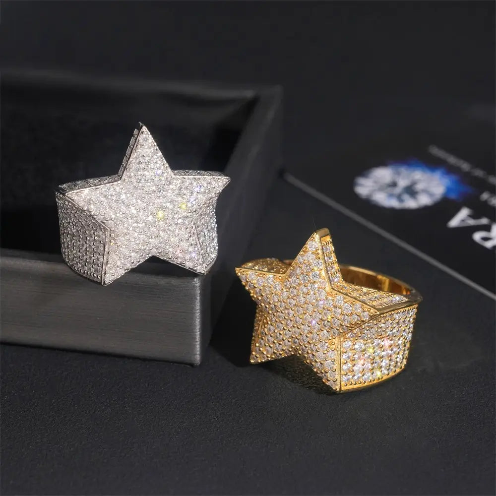 GL 3.9 Ct. Star Design Iced Out Moissanite Diamond Ring