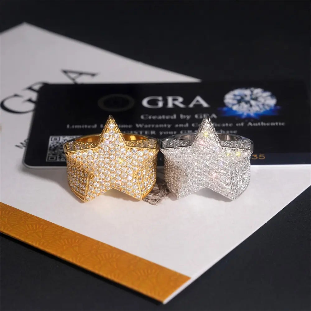 GL 3.9 Ct. Star Design Iced Out Moissanite Diamond Ring