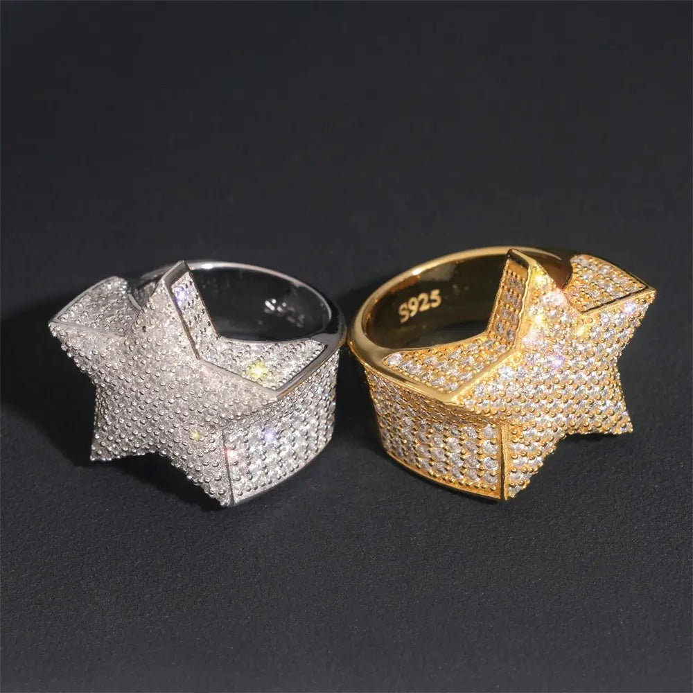 GL 3.9 Ct. Star Design Iced Out Moissanite Diamond Ring