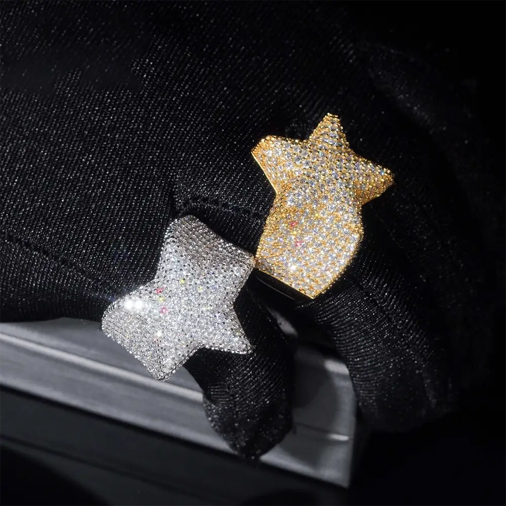 GL Star Design Iced Out Moissanite Diamond Ring