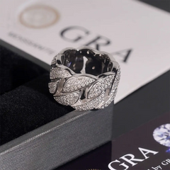 GL 3-Row Cuban Link Ring Vvs Moissanite Hip Hop Ring