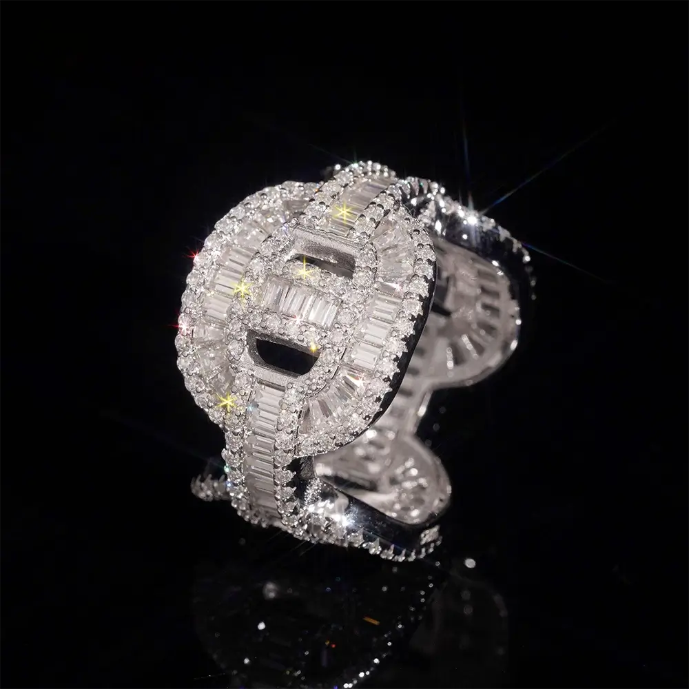 GL Luxury Emerald Moissanite Cuban Ring