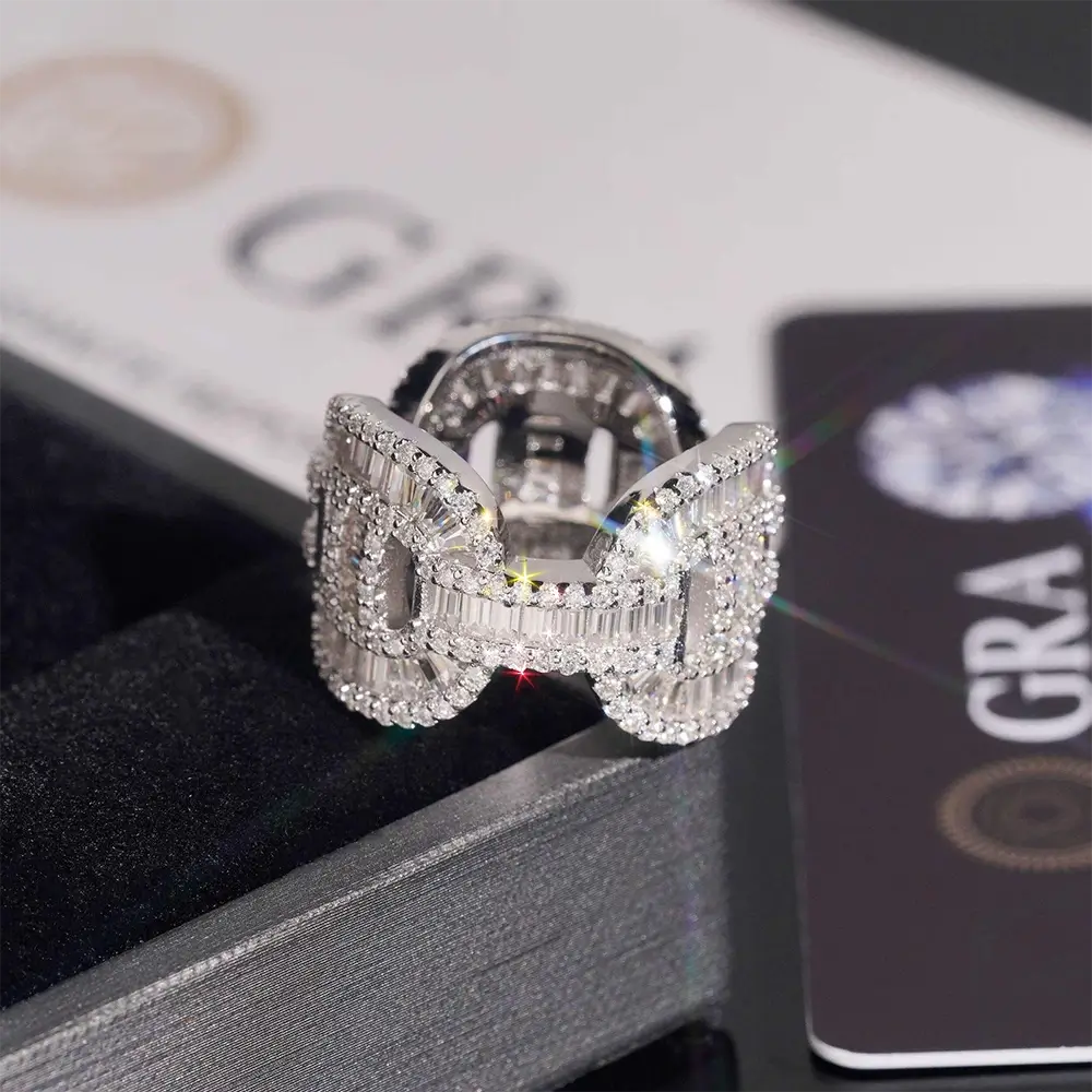 GL Luxury Emerald Moissanite Cuban Ring