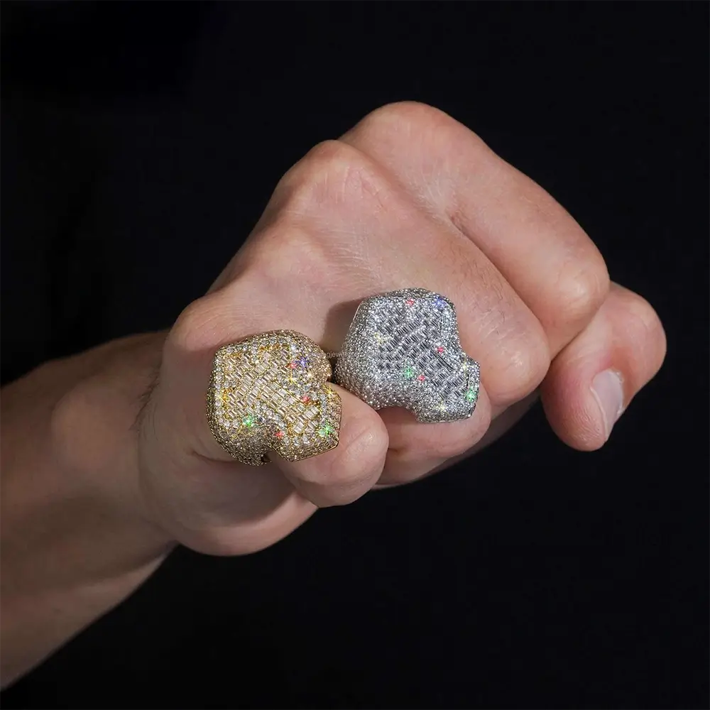 GL Hiphop Baguette Cut 5A+ Diamond Cross Ring