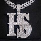 Custom-designed 3IN "HS" Letter VVS Moissanite Pendant