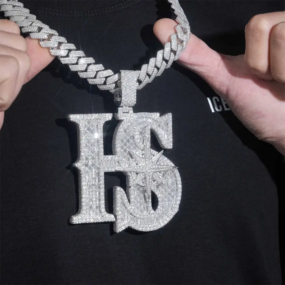 Custom-designed 3IN "HS" Letter VVS Moissanite Pendant Main image