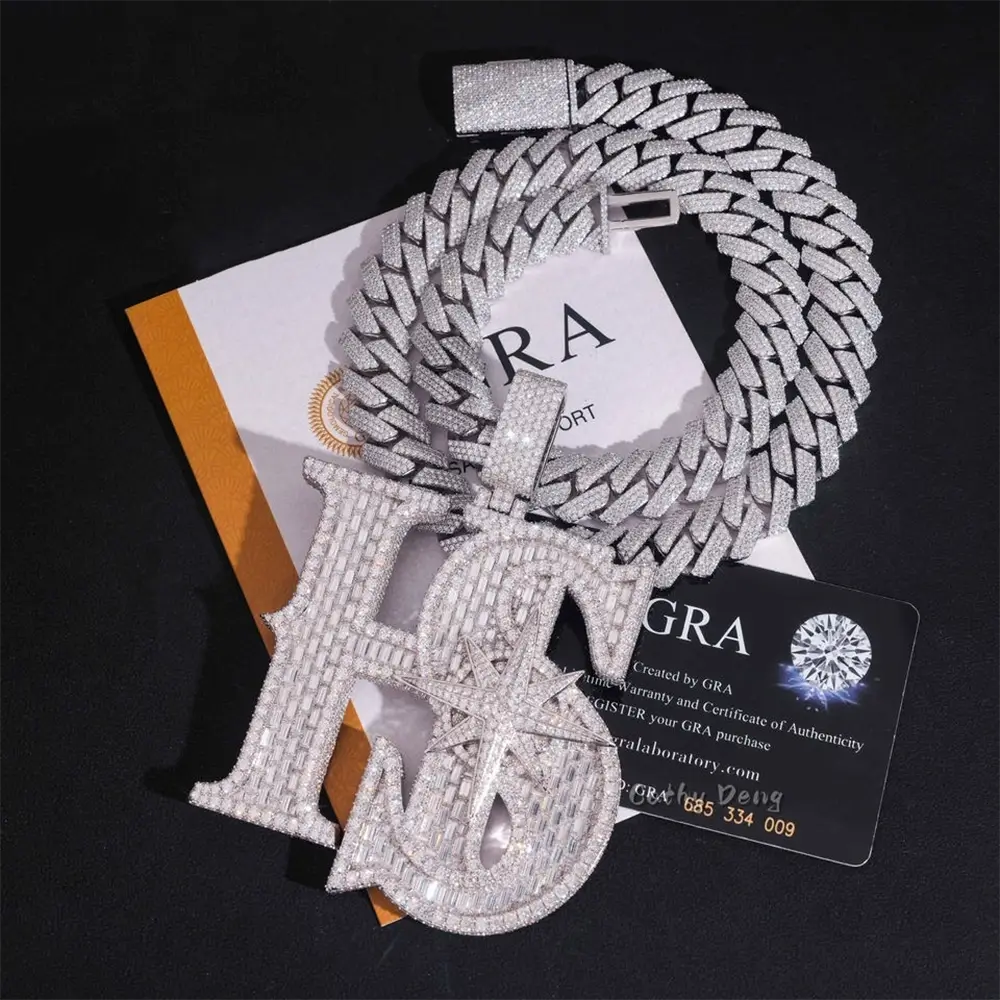 Custom-designed 3IN "HS" Letter VVS Moissanite Pendant Secondary image
