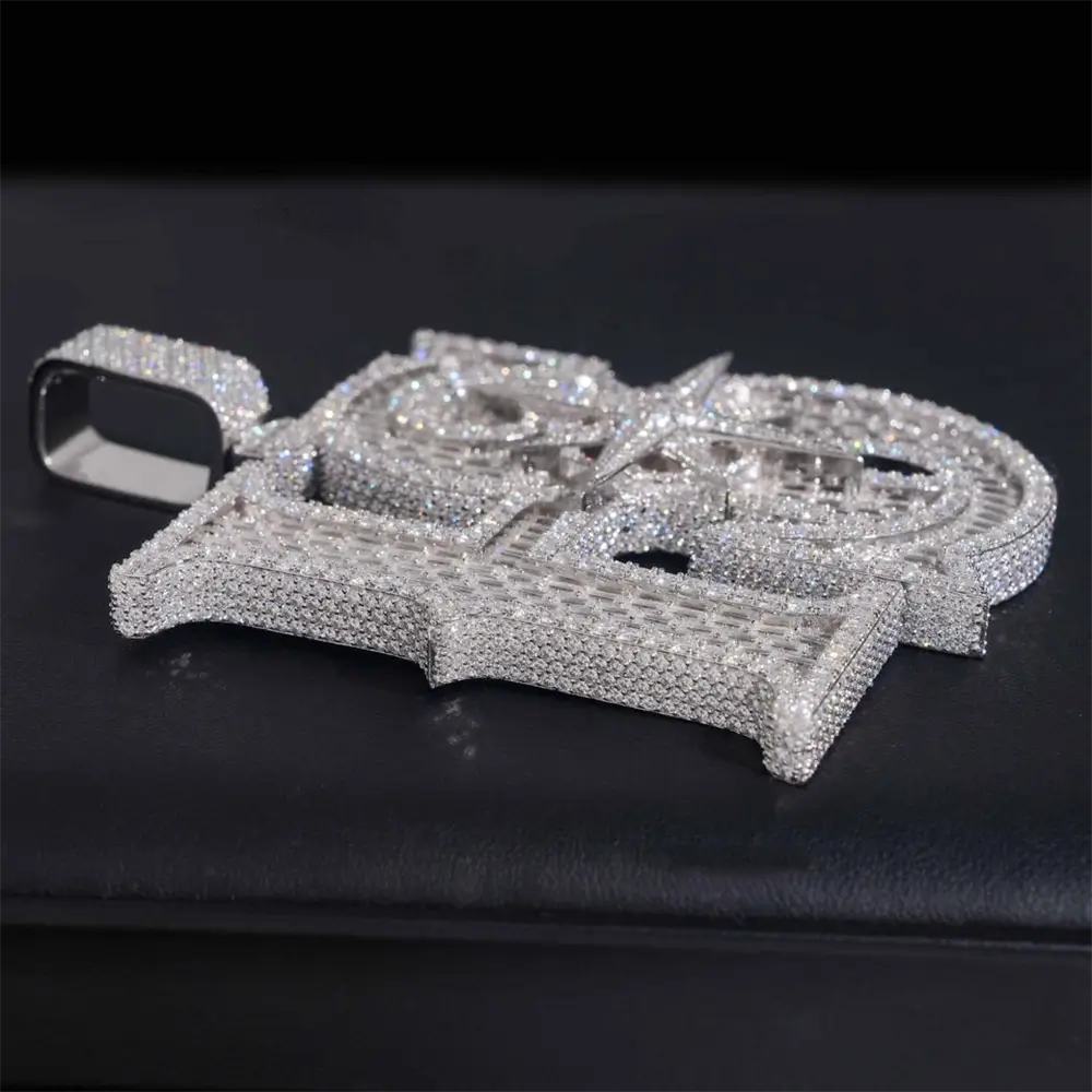 Custom-designed 3IN "HS" Letter VVS Moissanite Pendant