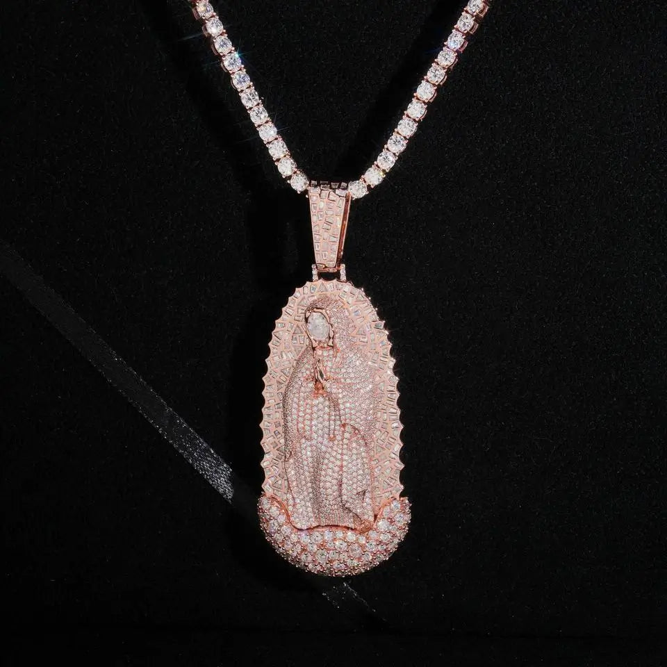 VVS Moissanite Virgin Mary Pendant S925 Silver Guadalupe Jewelry Zweitbild