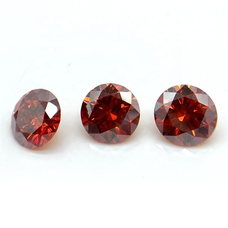 Round brilliant cut red loose moissanite diamond