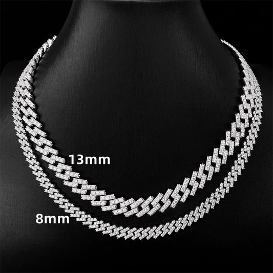 Hip hop chain moissanite clasp 925 sterling silver cuban link chain mens necklace chain