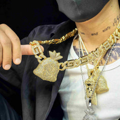 GL Incredible Money Bag Pendant Cuban Chain Set