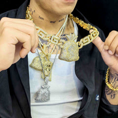 GL Incredible Money Bag Pendant Cuban Chain Set