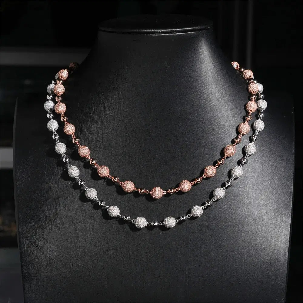 8MM S925 Silver Micro Pave VVS Moissanite Rosary Chain
