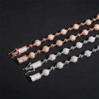 8MM S925 Silver Micro Pave VVS Moissanite Rosary Chain