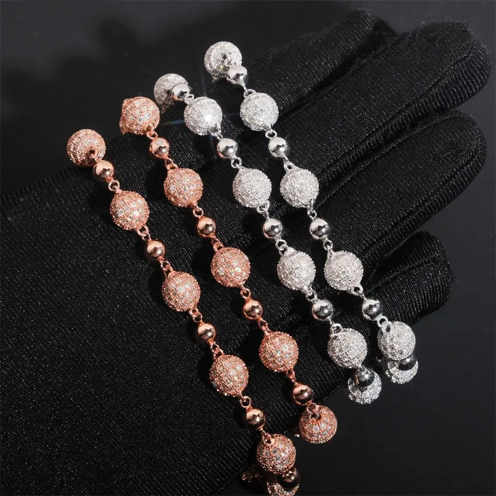 8MM S925 Silver Micro Pave VVS Moissanite Rosary Chain Secondary image