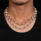 8MM S925 Silver Micro Pave VVS Moissanite Rosary Chain