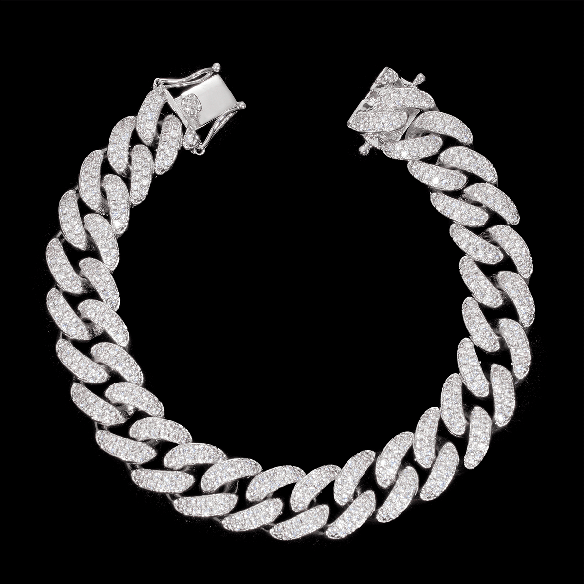 GL 15MM Miami Cuban Link Chain Iced Out 5A+ Diamond In 16K Glod Plated