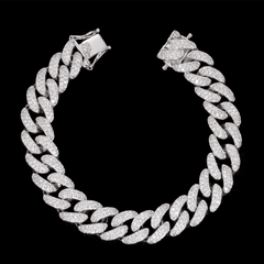 GL 15MM Miami Cuban Link Chain Iced Out 5A+ Diamond In 16K Glod Plated