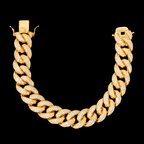 GL 15MM Miami Cuban Link Chain Iced Out 5A+ Diamond In 16K Glod Plated