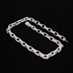 GL 8mm 14K Gold Plated Brass 5A+ Diamond Iced Box Link Chain