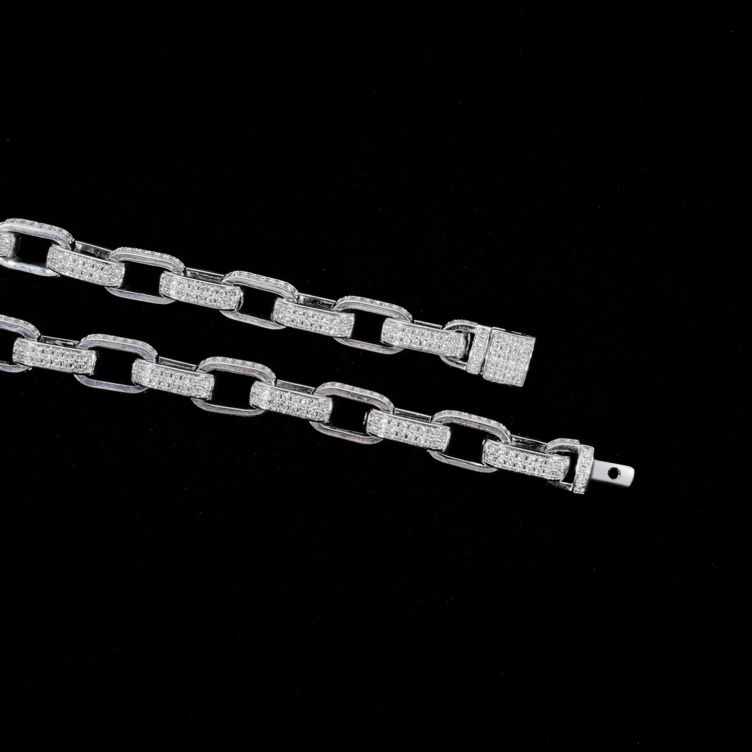 GL 8mm 14K Gold Plated Brass 5A+ Diamond Iced Box Link Chain Secondary image