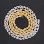 7.5MM S925 Silver Fully Iced Out Twist VVS Moissanite Rope Cuban Chain