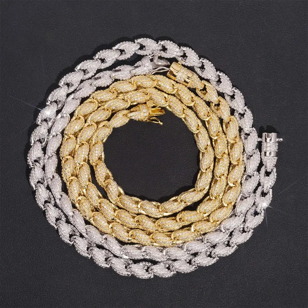 7.5MM S925 Silver Fully Iced Out Twist VVS Moissanite Rope Cuban Chain