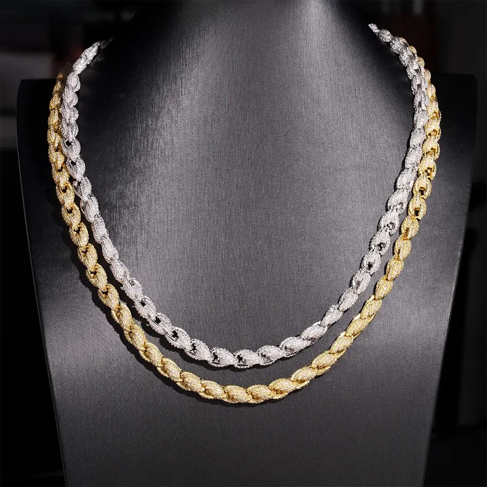 7.5MM S925 Silver Fully Iced Out Twist VVS Moissanite Rope Cuban Chain Secondary image