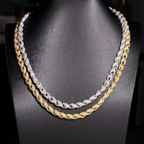 7.5MM S925 Silver Fully Iced Out Twist VVS Moissanite Rope Cuban Chain