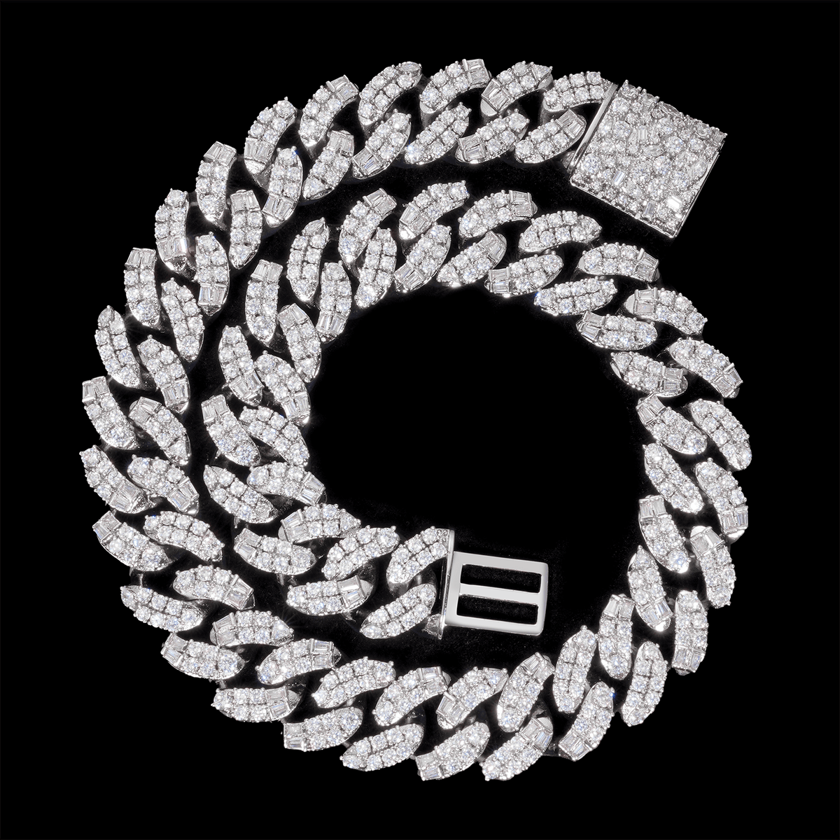 GL VVS Baguette 5A+ Diamond 20MM Miami Cuban Link Chain Iced Out  In 16K Glod Plated