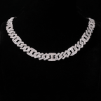 GL 16mm Prong Baguette Cuban Link Chain 5A+ Diamond 16k Gold Plated