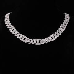 GL 16mm Prong Baguette Cuban Link Chain 5A+ Diamond 16k Gold Plated