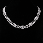 GL 16mm Prong Baguette Cuban Link Chain 5A+ Diamond 16k Gold Plated