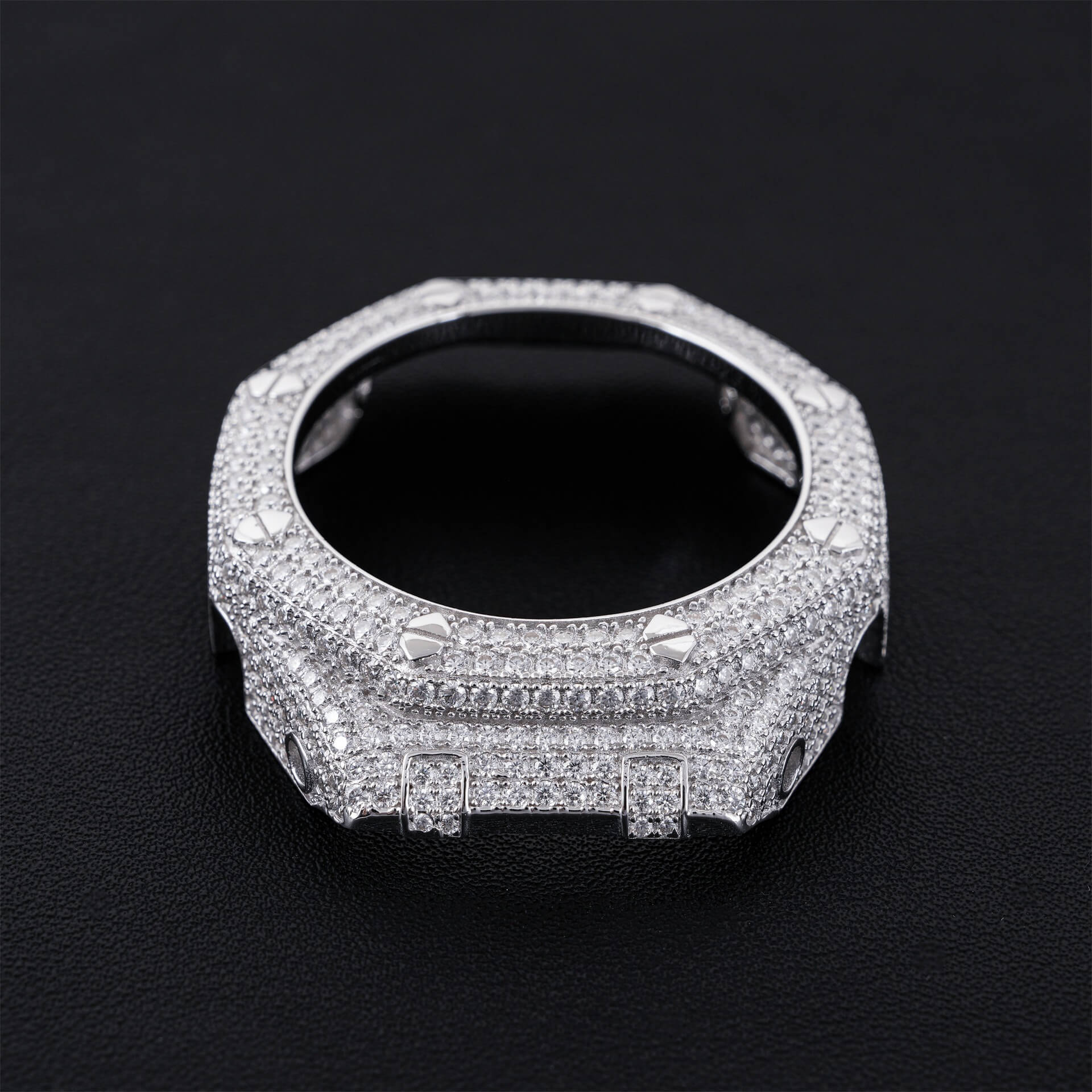 Silver Full Iced Moissanite  Diamond Watch Case