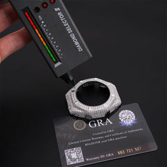 Silver Full Iced Moissanite  Diamond Watch Case