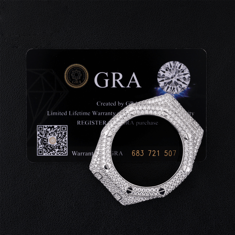 Silver Full Iced Moissanite  Diamond Watch Case