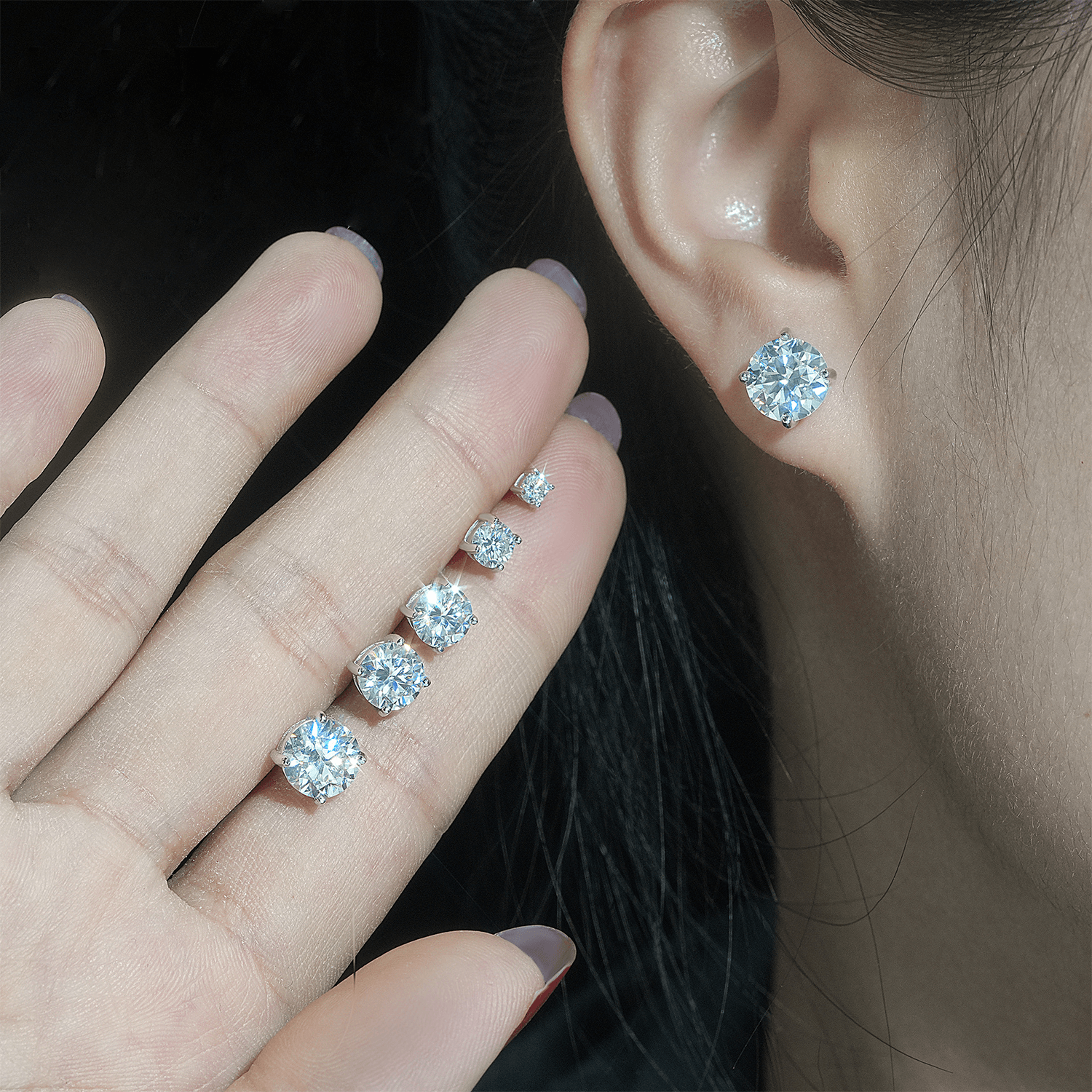 GL Classic Solitaire  Moissanite Earrings