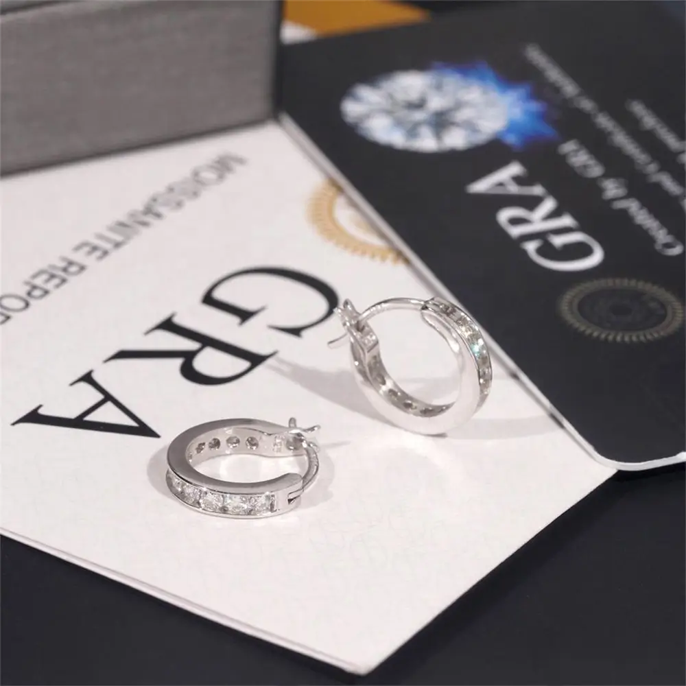 GL Hip Hop D VVS Moissanite Diamond Stud 925 Sterling Silver Earrings Secondary image
