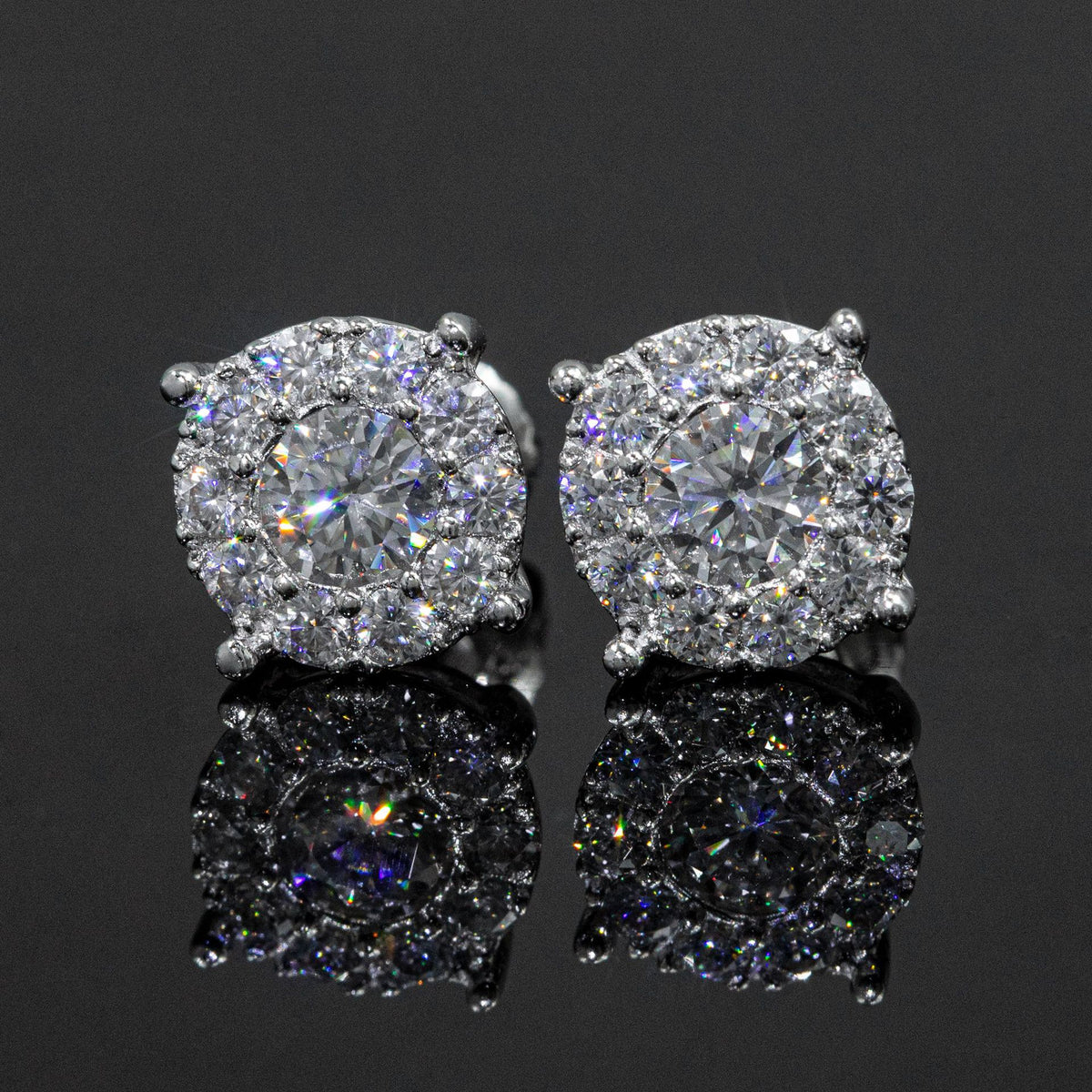 【US 3 Days Delivery】GL 8.8mm Full lced Out Moissanite Halo 16K Gold Plated S925 Silver Earings
