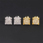 GL Iced Out Moissanite Diamond 925 Sterling Silver Square Stud Earrings