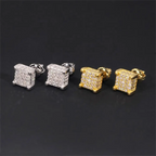 GL Iced Out Moissanite Diamond 925 Sterling Silver Square Stud Earrings