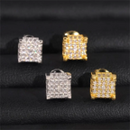 GL Iced Out Moissanite Diamond 925 Sterling Silver Square Stud Earrings