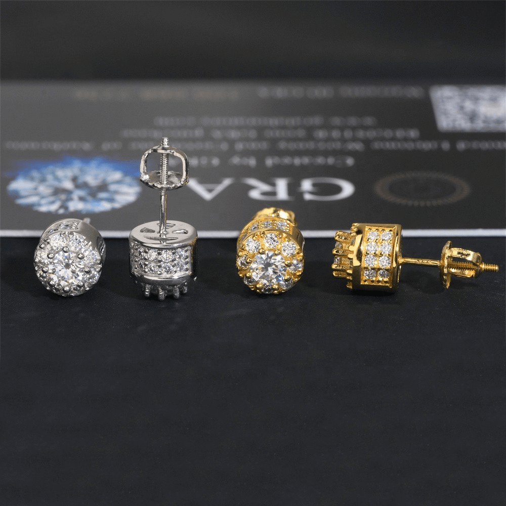 GL Hip Hop Earrings VVS Moissanite Diamond Stud 925 Sterling Silver