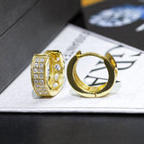 【US 3 Days Delivery】GL Two-Rows VVS Moissanite S925 Silver  Hoop Earing 16K Gold Plated